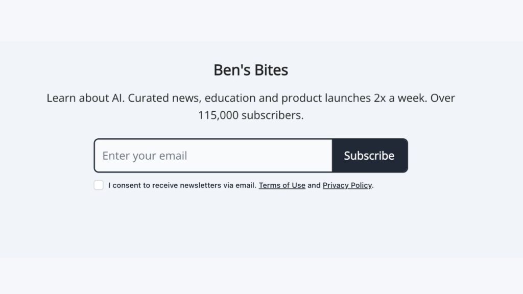 A screenshot of Ben's Bites website