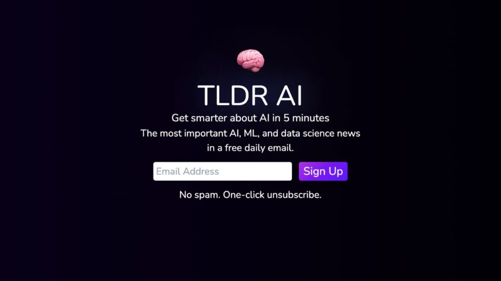 A screenshot of TLDR AI's website