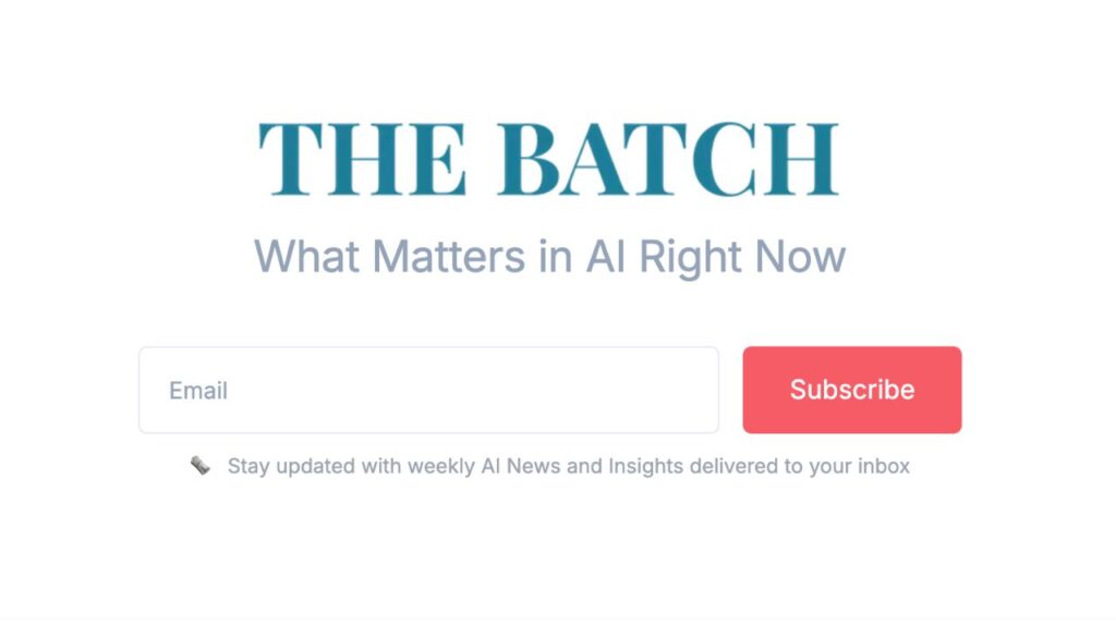 A screenshot ofThe Batch's website