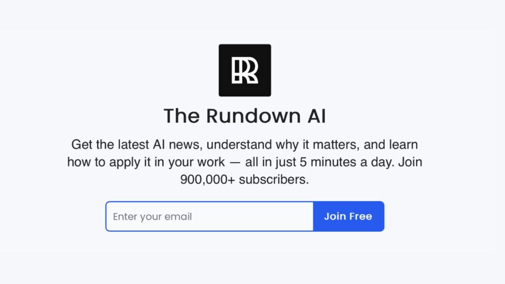 A screenshot of The Rundown AI website