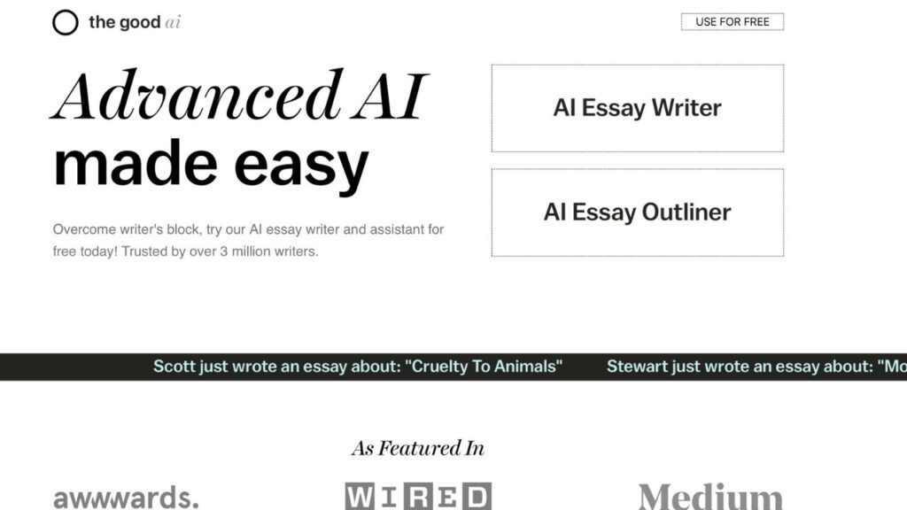 Photo showing The Good Ai's Advanced AI essay writer
