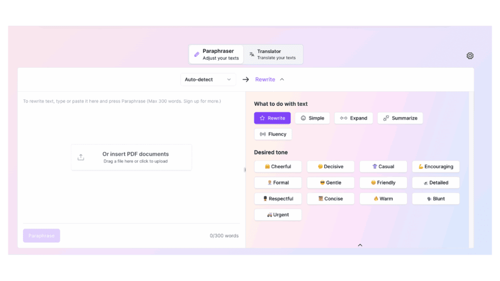 Homepage of TextCortex' Free Article Rewriter tool