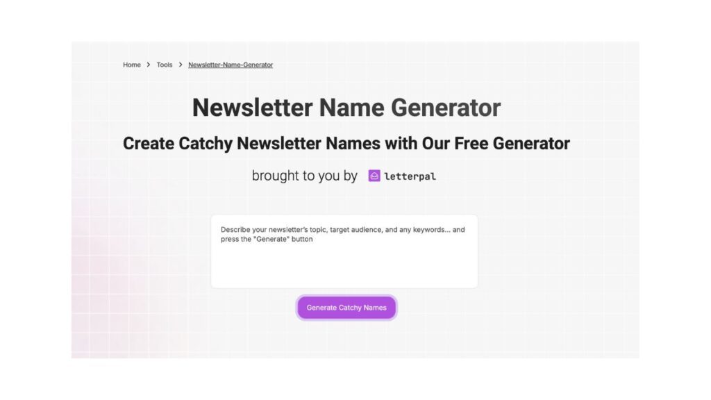 Photo showing Letterpal's Newsletter Name Generator
