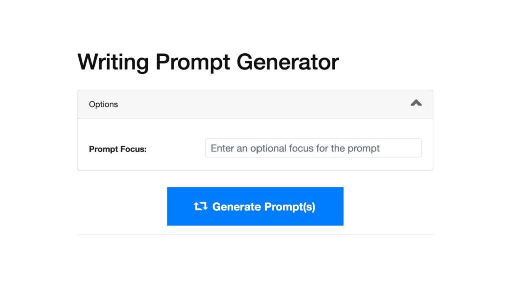 Photo showing the homepage of Capitalize My Title's writing prompt generator