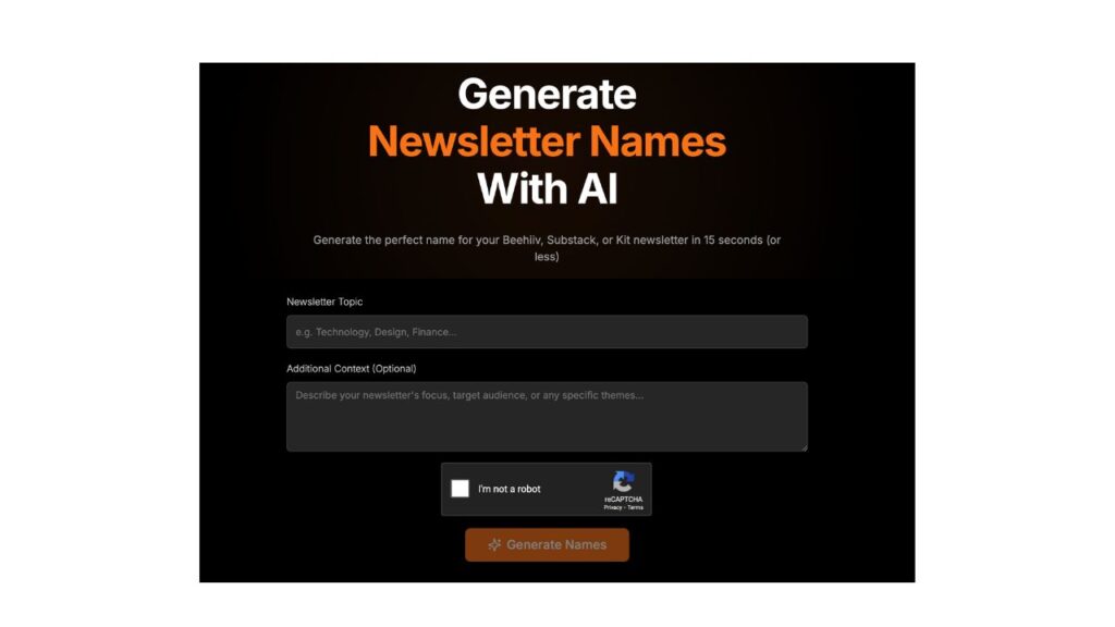Photo showing Matt Giaro's AI Newsletter Name Generator