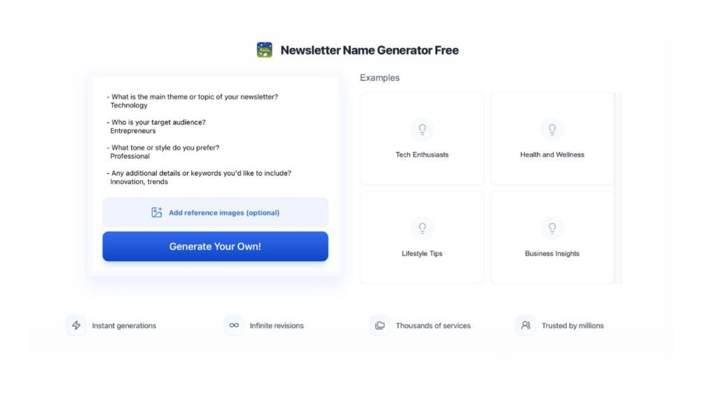 Photo showing Vondy's Newsletter Name Generator
