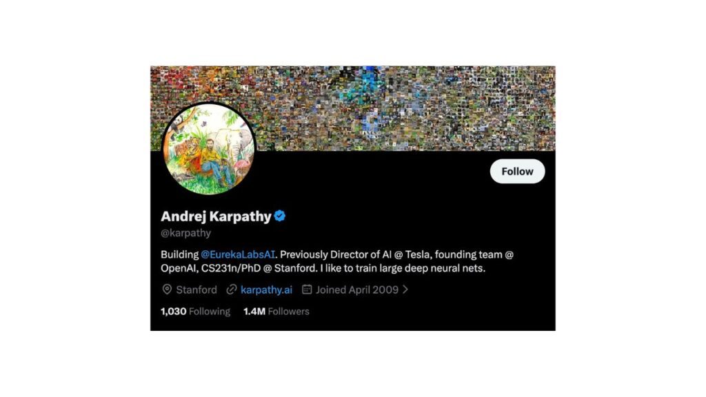Photo showing Andrej Karpathy's X profile
