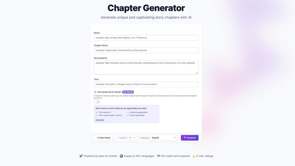 Photo showing Easy-Peasy.AI's Free AI Chapter Generator