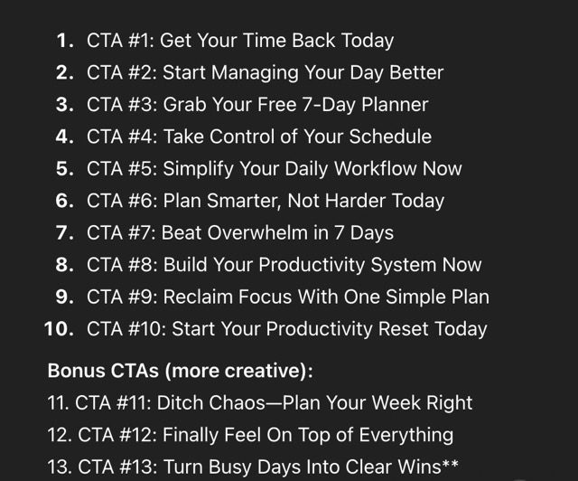 Photo showing an example of an AI-generated CTA using Writing With AI's prompt