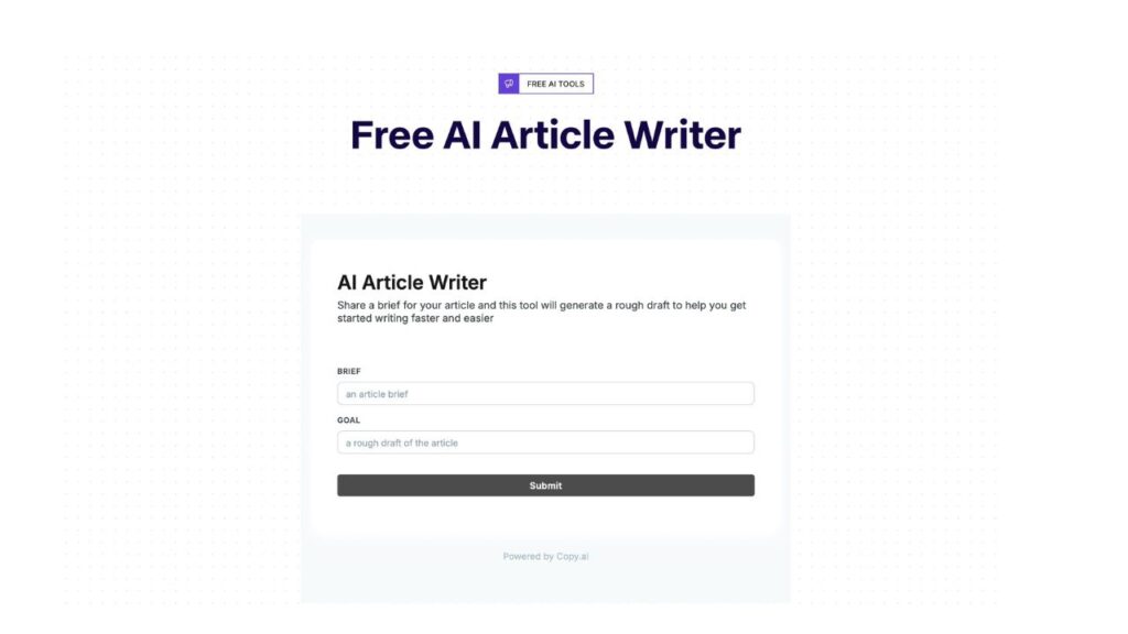 Photo showing Copy.AI's article writer