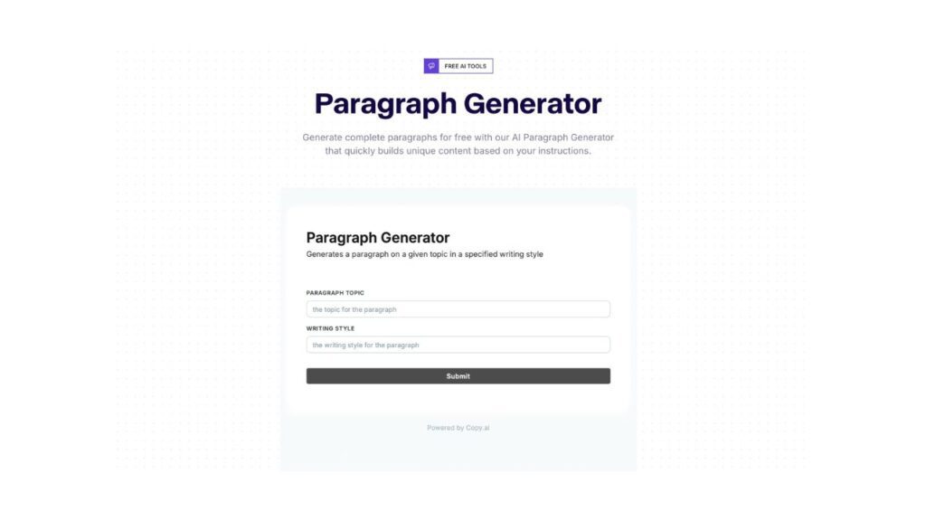 Photo showing Copy.AI's paragraph generator