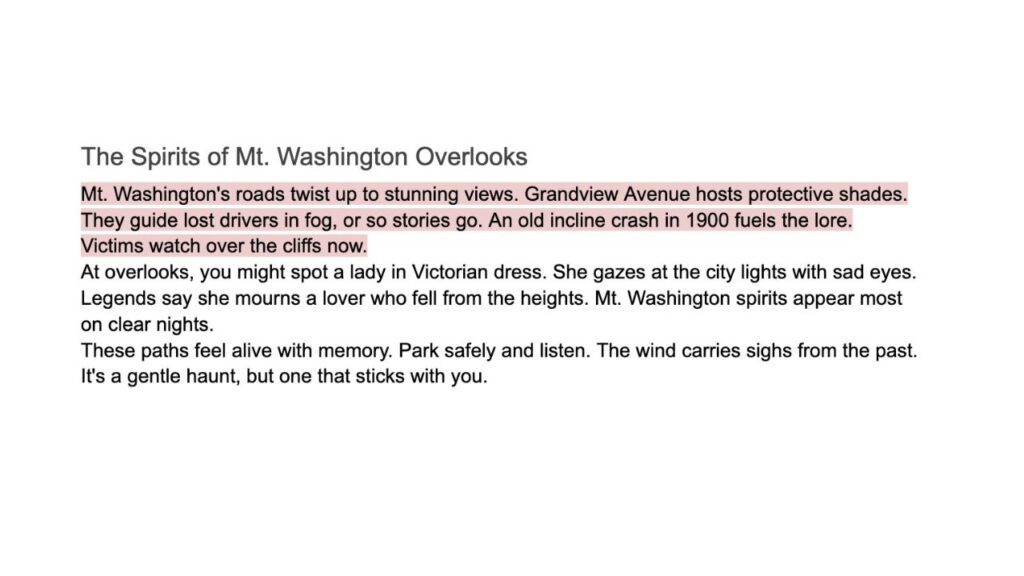 Photo showing a snippet of Ryrobh's AI-generated article