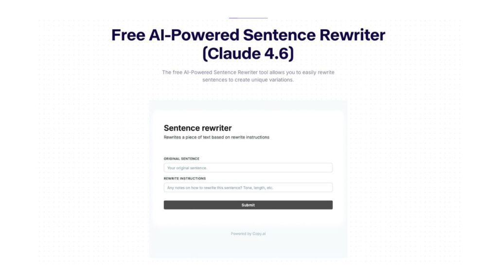 Photo showing a screenshot of Copy.AI's sentence rewriter