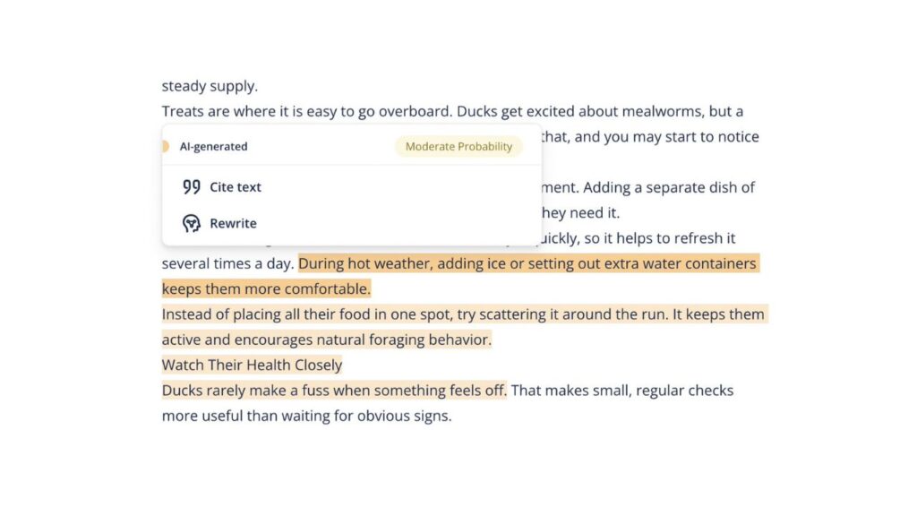Photo showing Quillbot's sentence level highlights